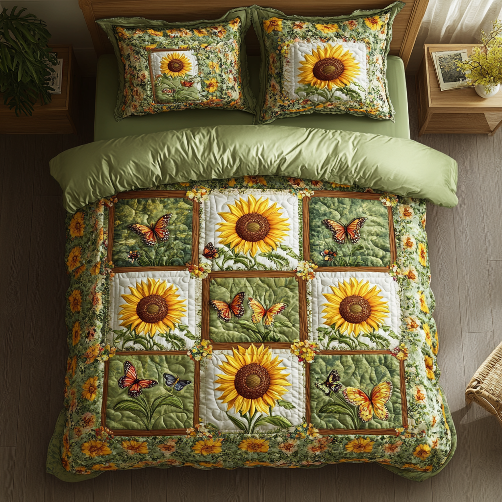 Sunny Field 3-Piece Quilted Bedding Set - Single (59" x 70")