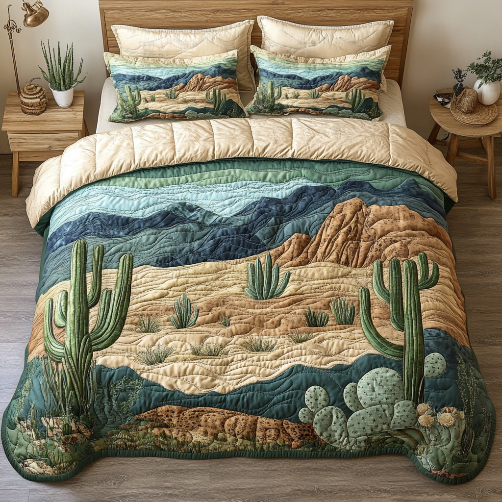 Sunset Sands 3-Piece Quilted Bedding Set - Single (59" x 70")