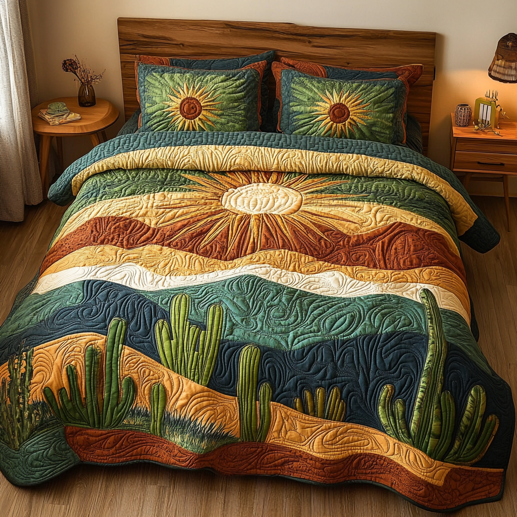 Sunset Serenade 3-Piece Quilted Bedding Set - Single (59" x 70")