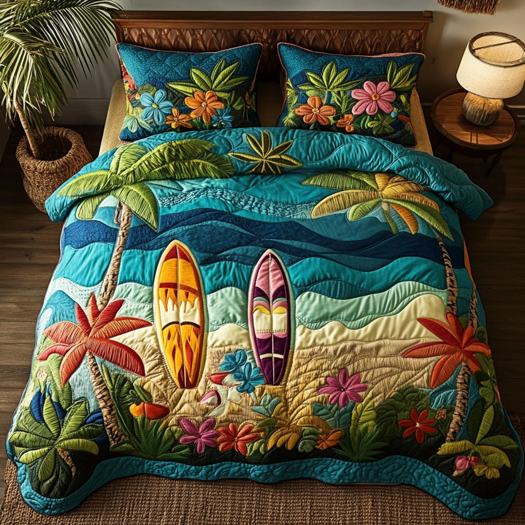 Surfer Paradise 3-Piece Quilted Bedding Set - Single (59" x 70")