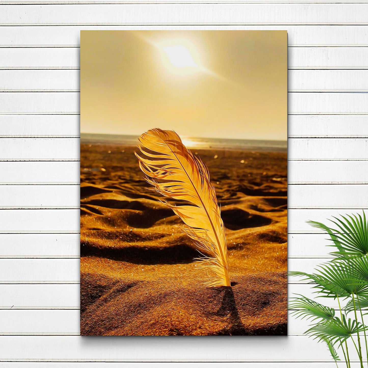 Decor Elements Feather Gold Canvas Wall Art