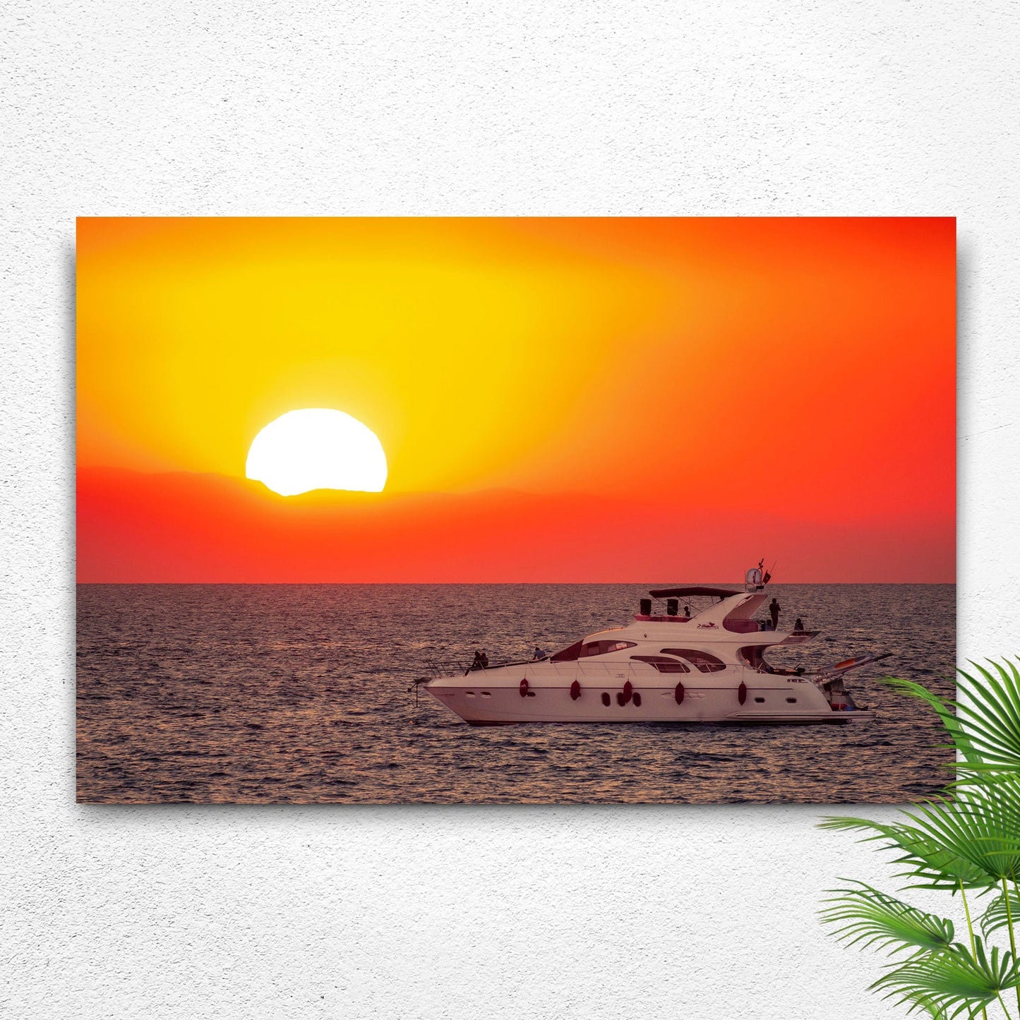 Boat Yacht Sunrise Canvas Wall Art