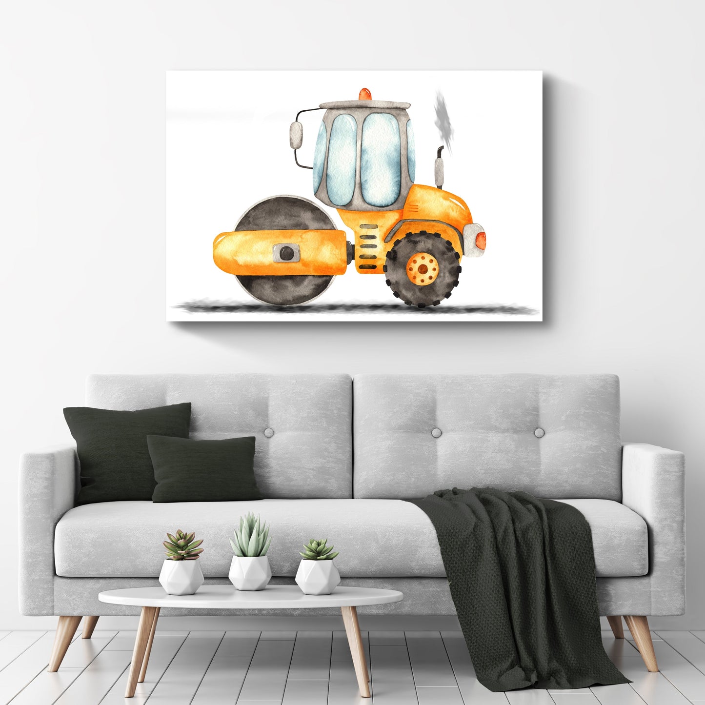 Construction Truck Steam Roller Canvas Wall Art