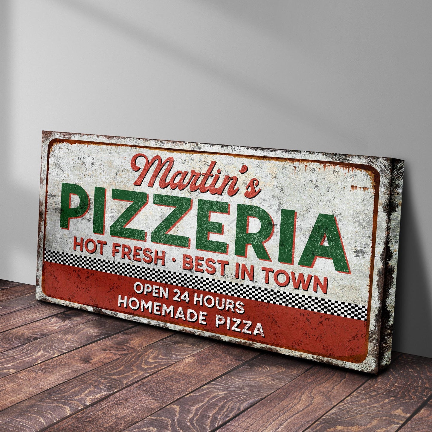 Hot Fresh Best In Town Pizzeria Sign