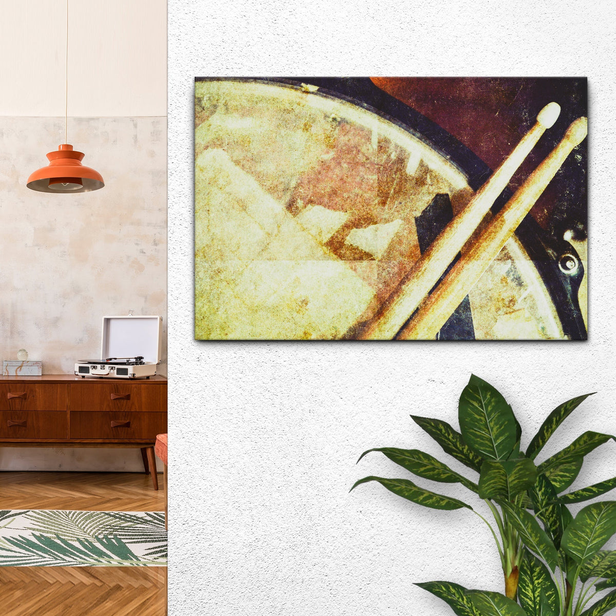 Drums Grunge Canvas Wall Art
