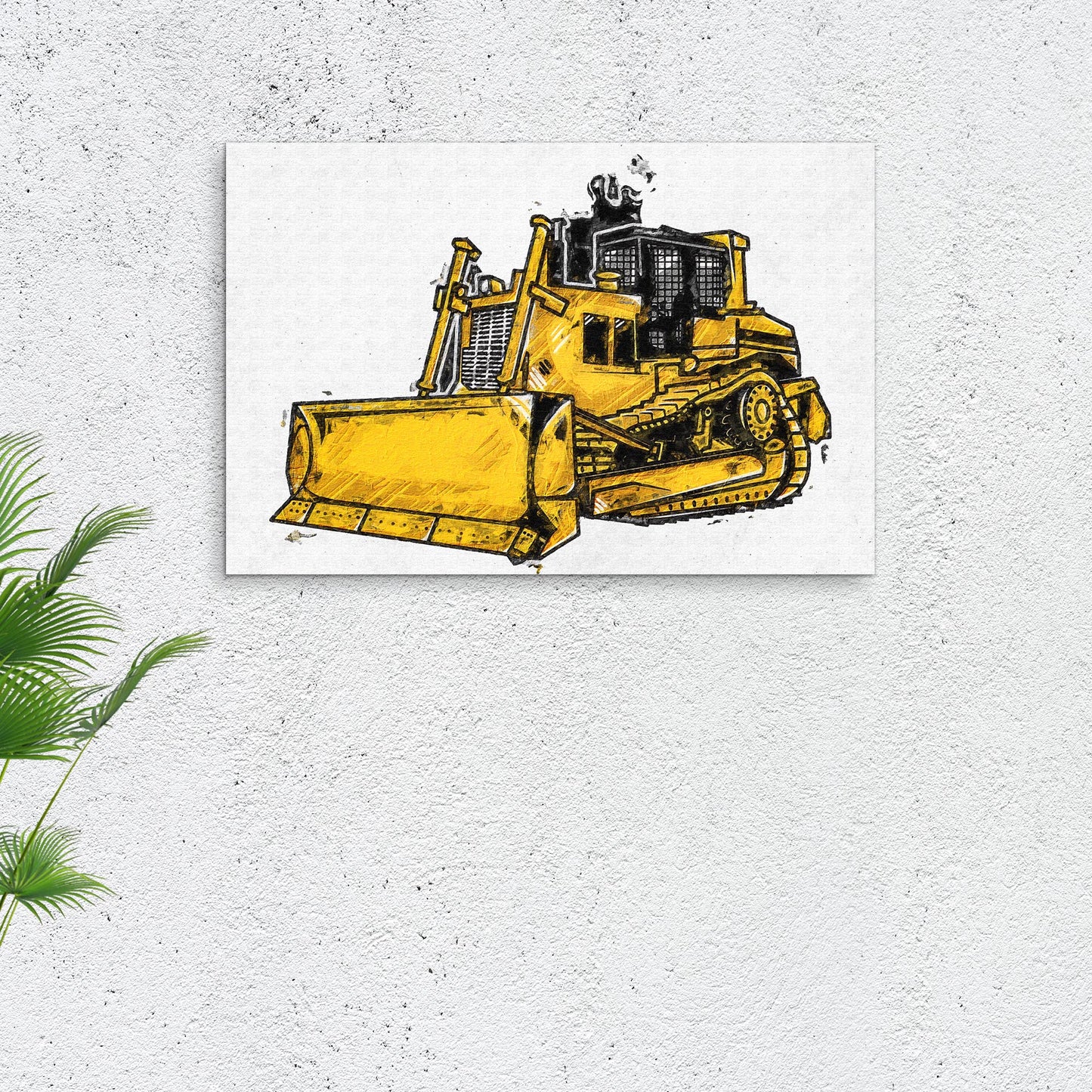 Construction Truck Bulldozer Canvas Wall Art