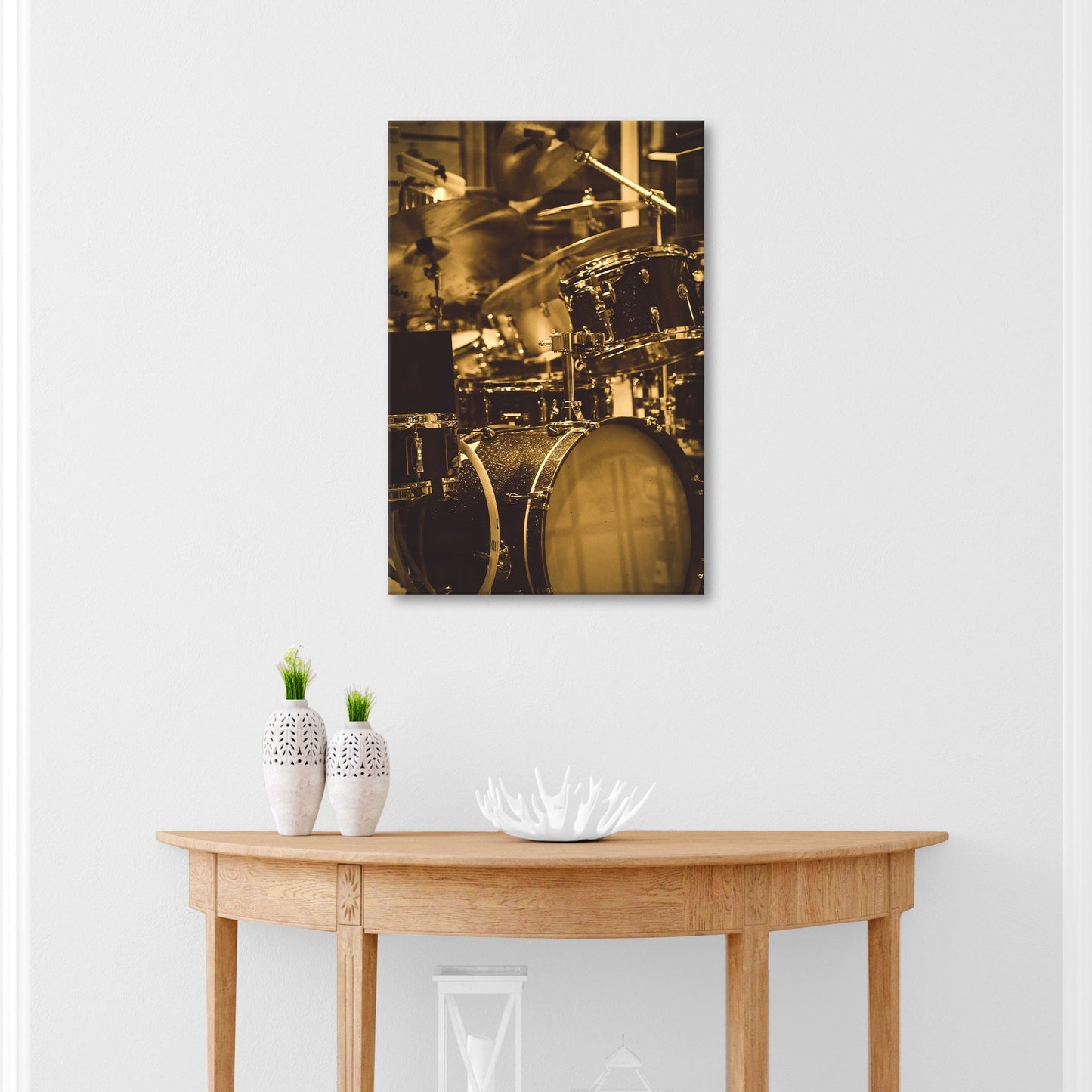 Drums Sepia Canvas Wall Art