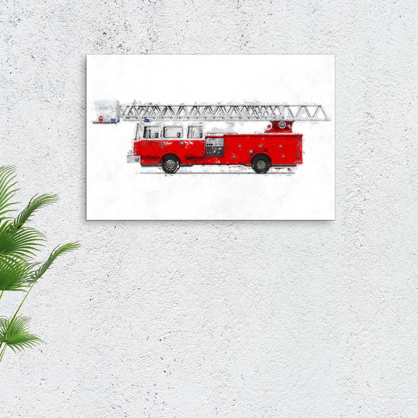 Fire Truck Aerial Canvas Wall Art