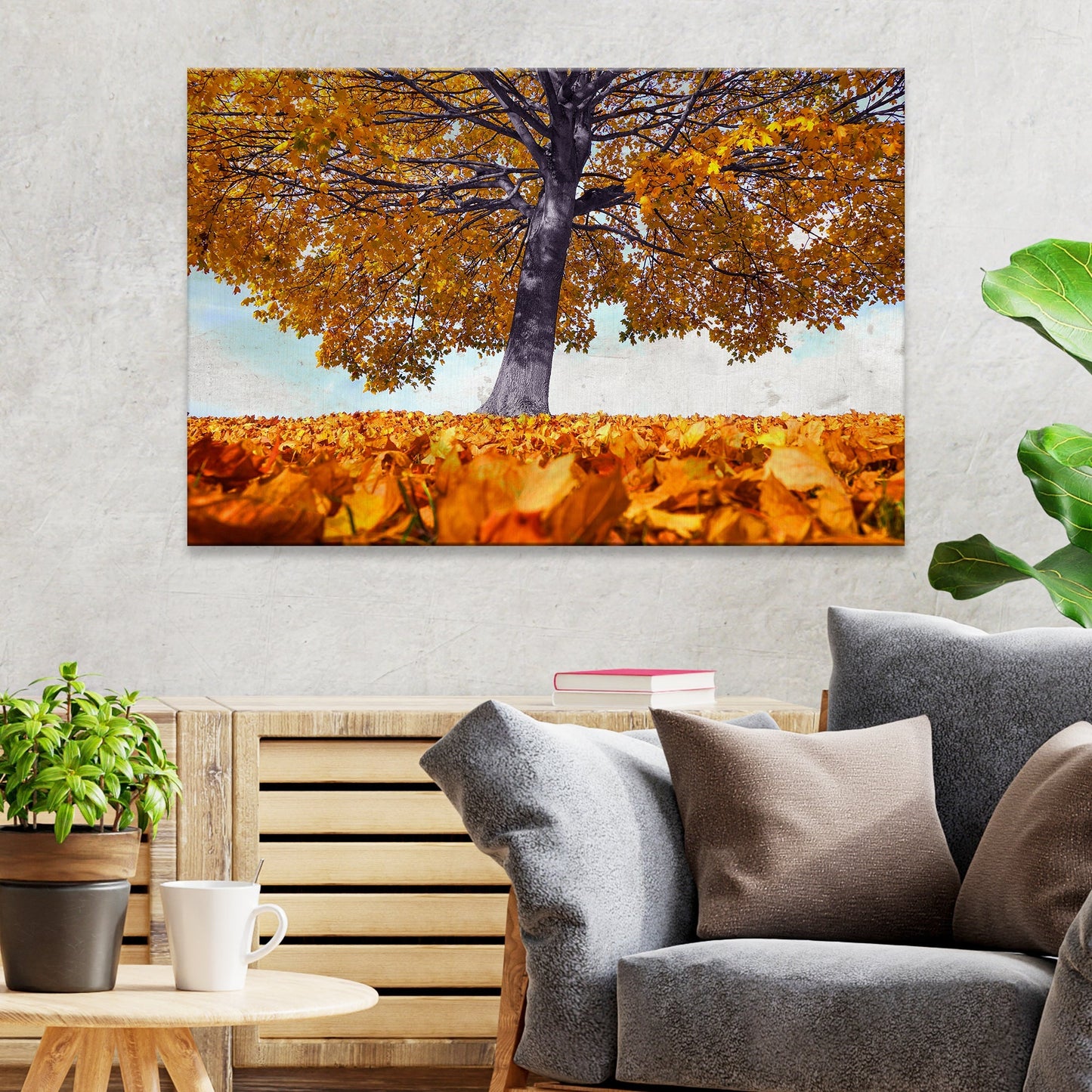 Maple Tree During Autumn Canvas Wall Art