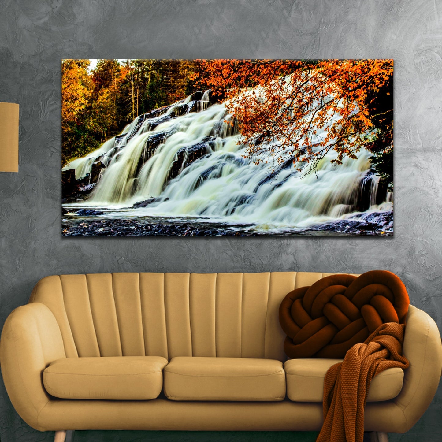 Waterfalls In Autumn Canvas Wall Art