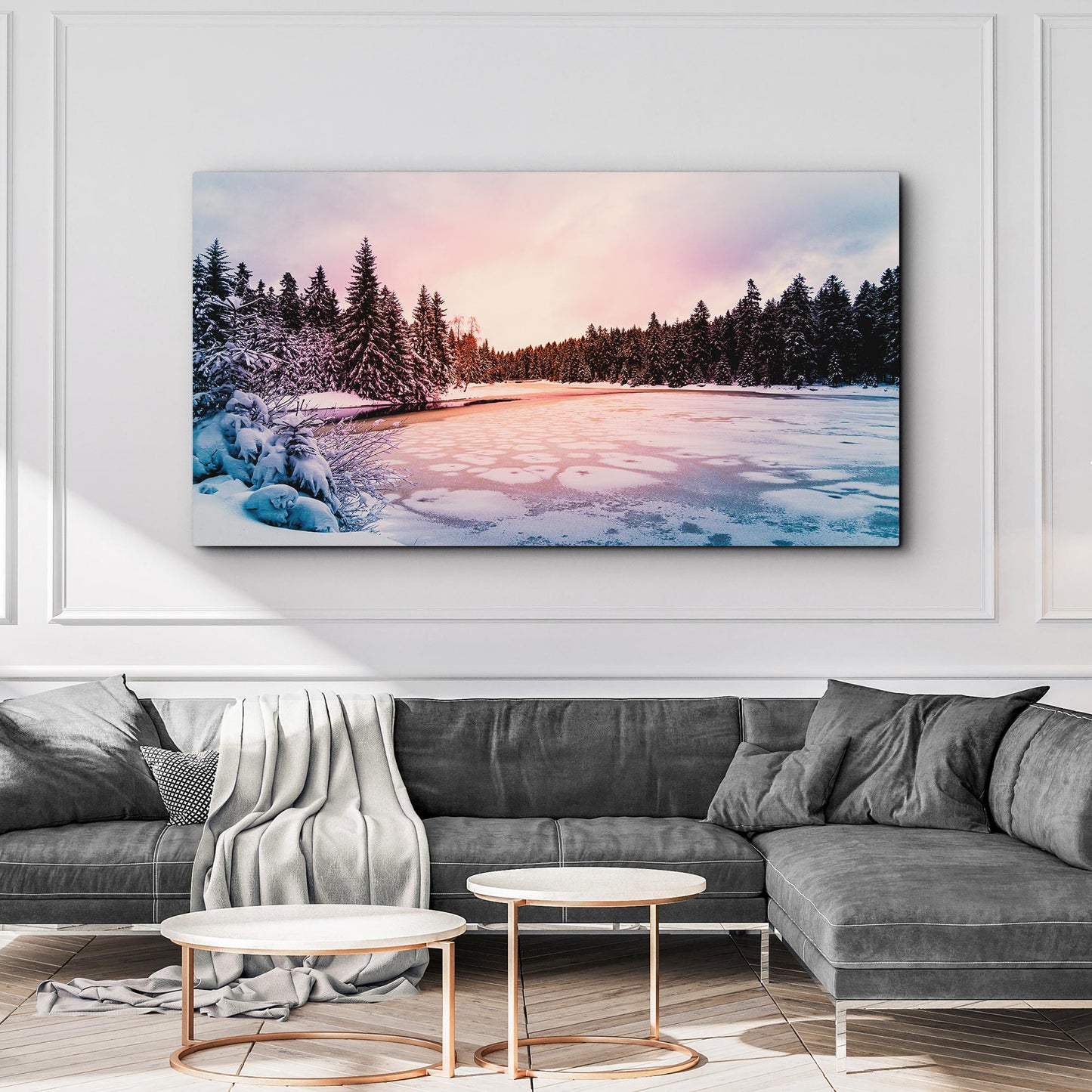 Winter Lake Wonderland Canvas Wall Art