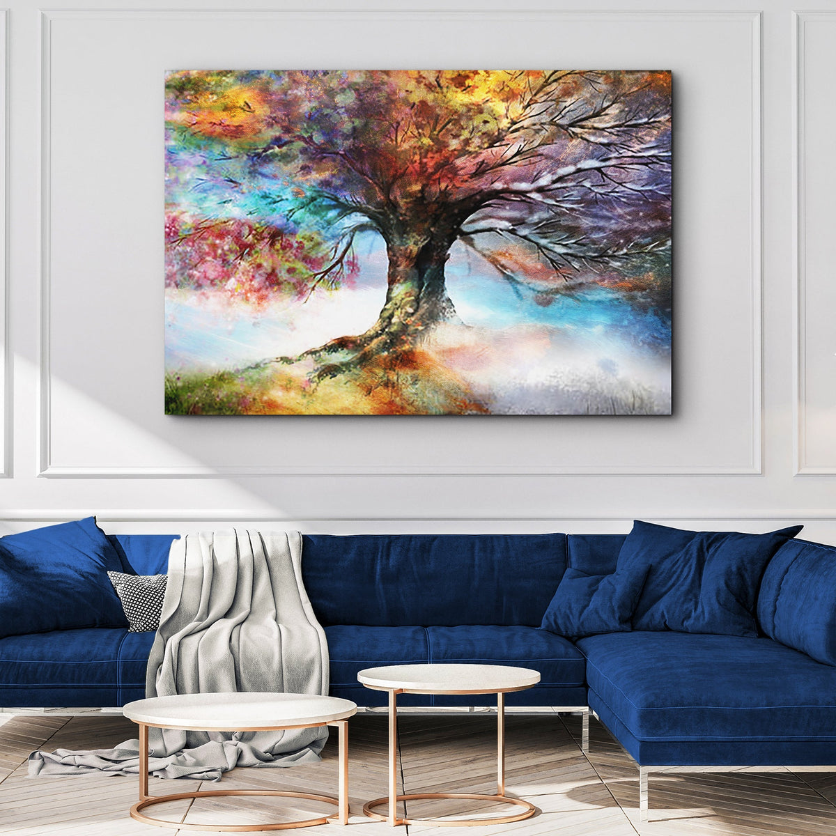 Rainbow Season Tree Canvas Wall Art ()