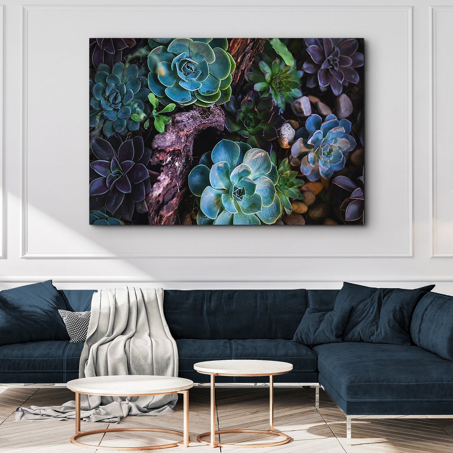 Green And Purple Succulents Canvas Wall Art ()