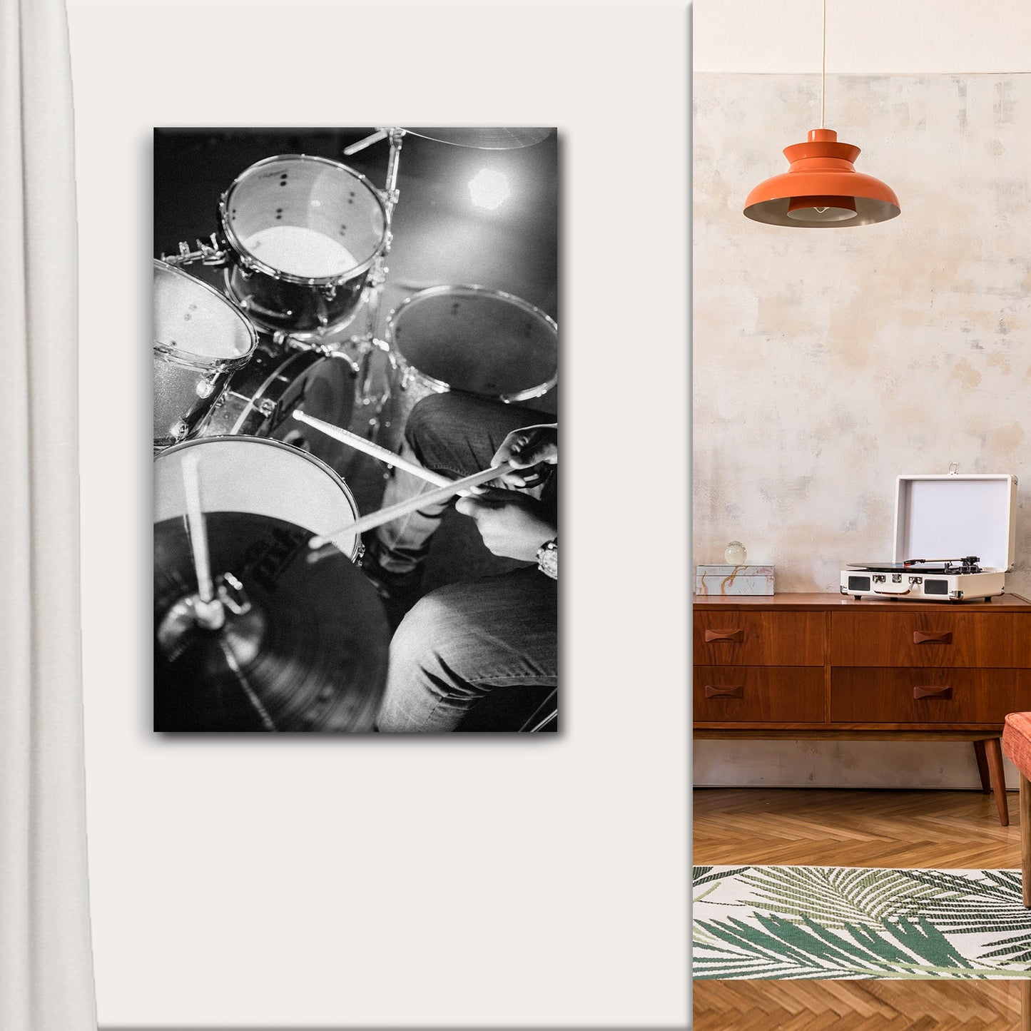 Drums Monochrome Canvas Wall Art