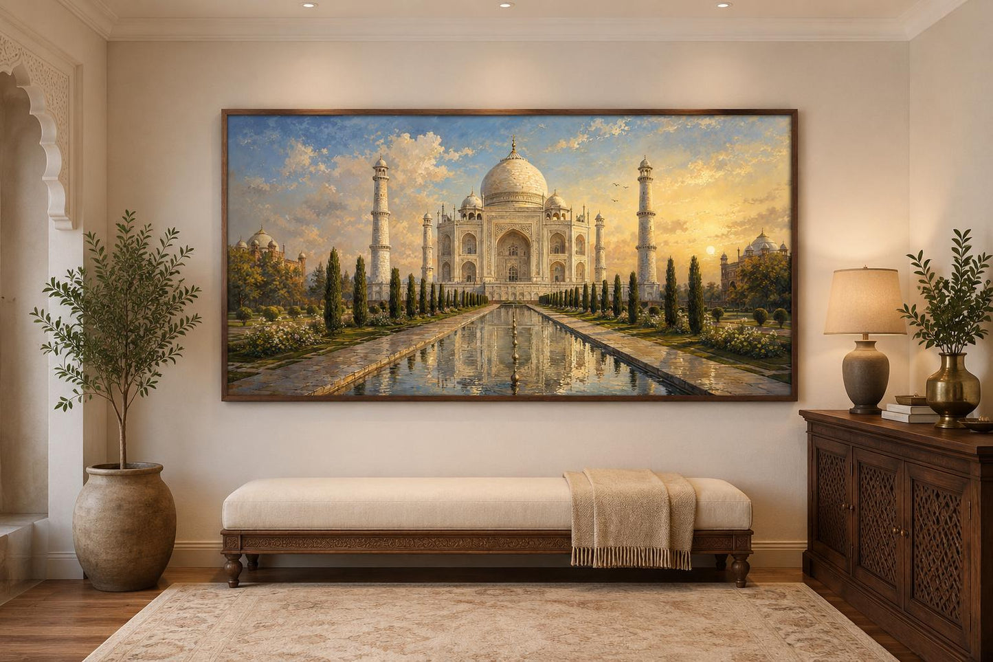 Taj Mahal at Sunrise Indian Canvas Wall Art