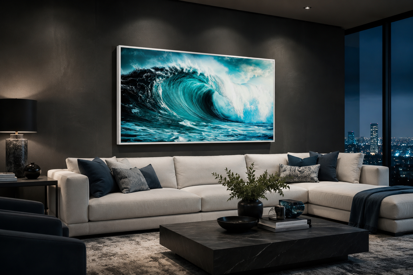 Ocean Wave Photography Framed Canvas Wall Art
