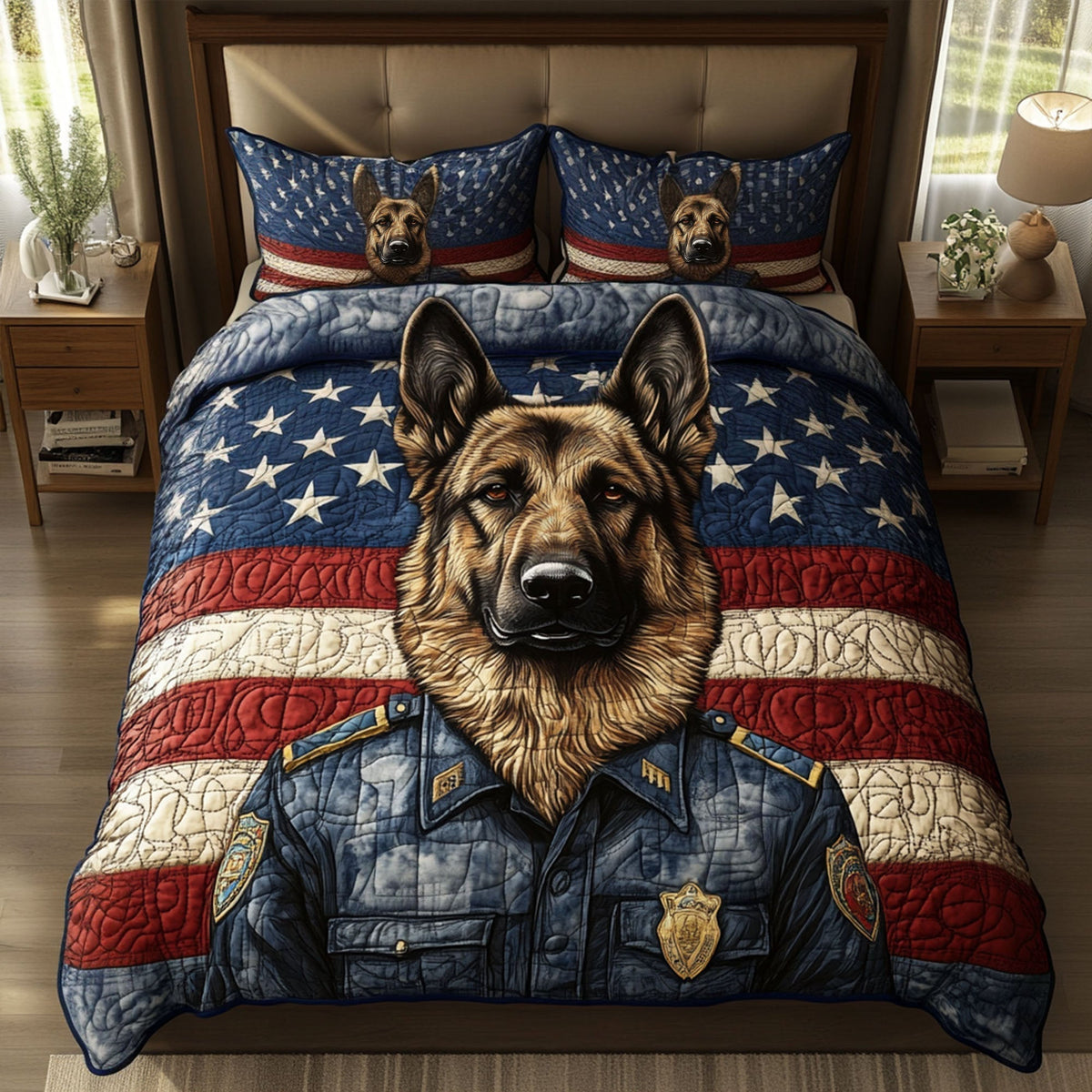 The Patriotic Shepherd 3-Piece Quilted Bedding Set - Single (59" x 70")