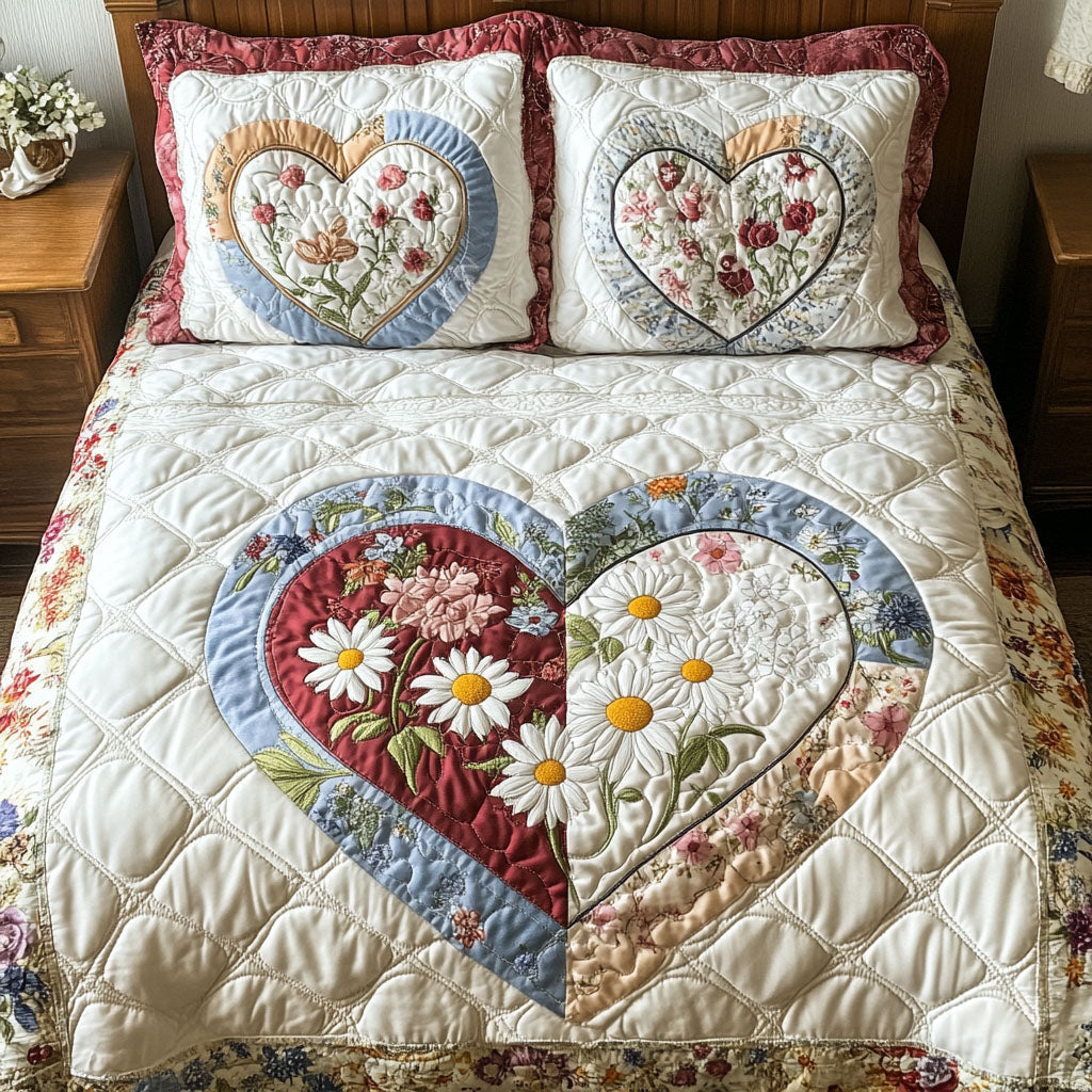 Threads of Love 3-Piece Quilted Bedding Set - Single (59" x 70")