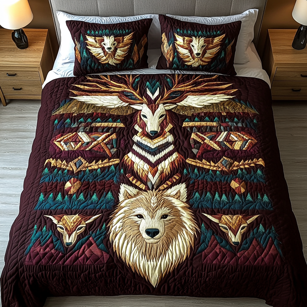 Totem Dreams 3-Piece Quilted Bedding Set - Single (59" x 70")
