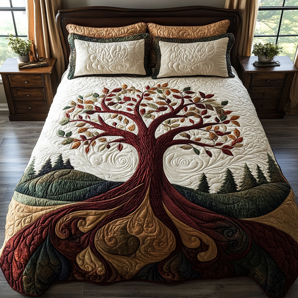 Tree Essence 3-Piece Quilted Bedding Set - Single (59" x 70")