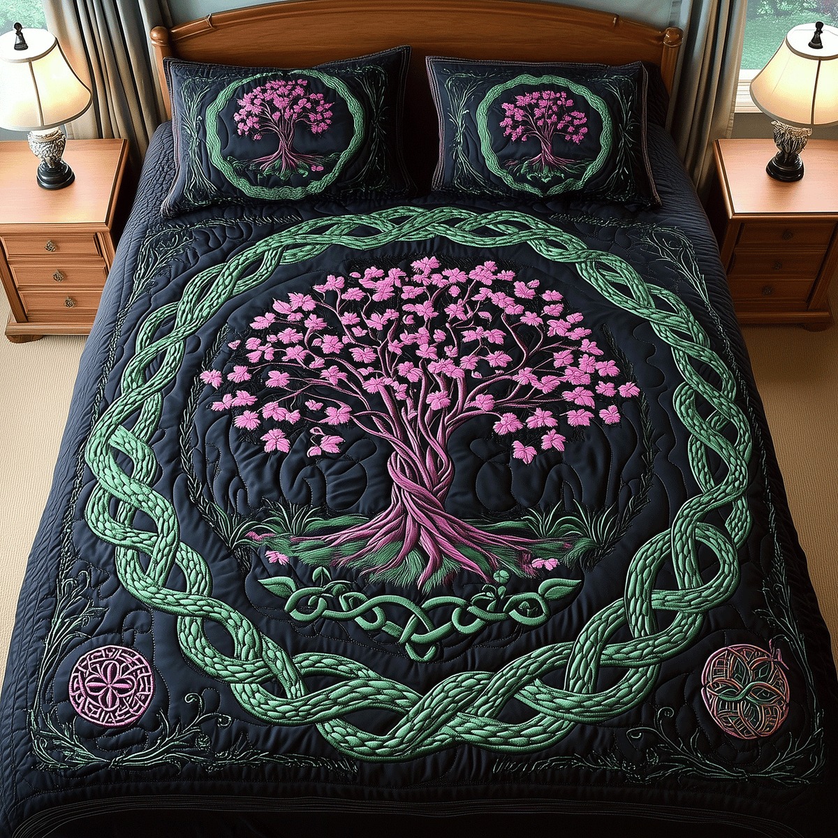 Tree of Unity 3-Piece Quilted Bedding Set - Single (59" x 70")
