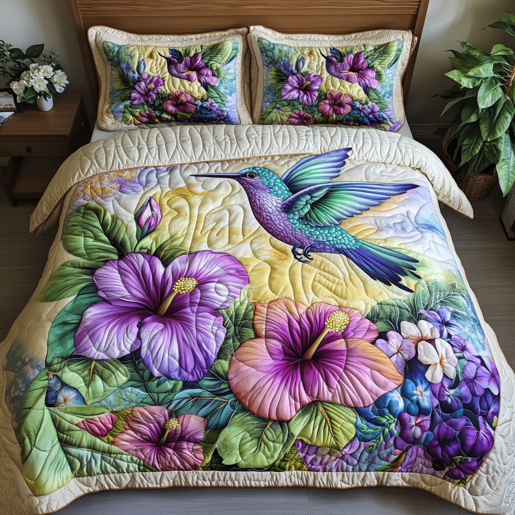 Tropical Whispers 3-Piece Quilted Bedding Set - Single (59" x 70")
