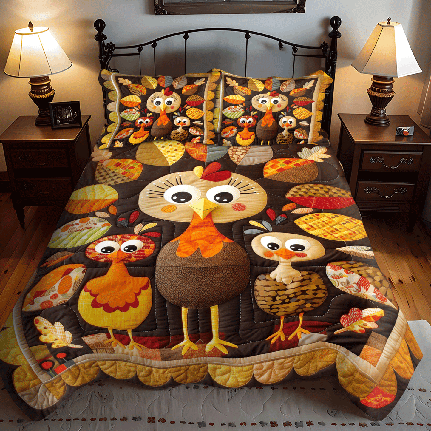 Turkey Time 3-Piece Quilted Bedding Set - Single (59" x 70")