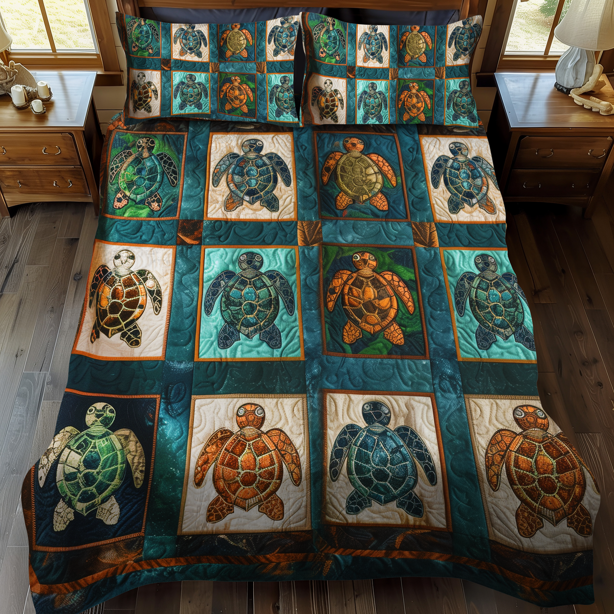 Turle Odyssey 3-Piece Quilted Bedding Set - Single (59" x 70")