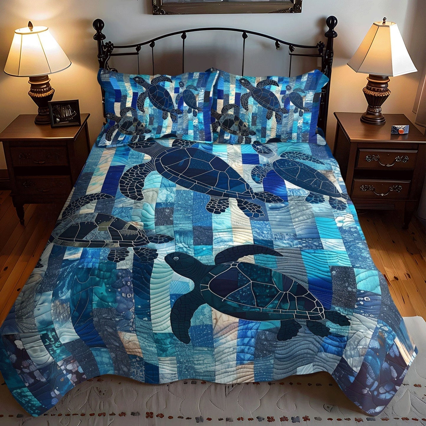 Turtle Tides 3-Piece Quilted Bedding Set - Single (59" x 70")