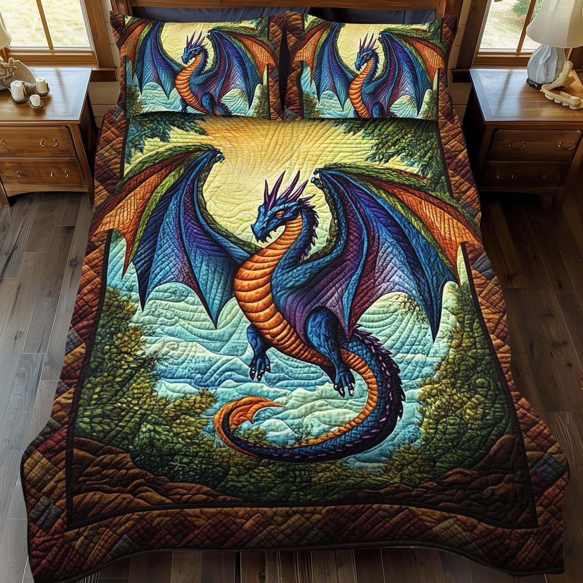Twilight Blaze 3-Piece Quilted Bedding Set - Single (59" x 70")