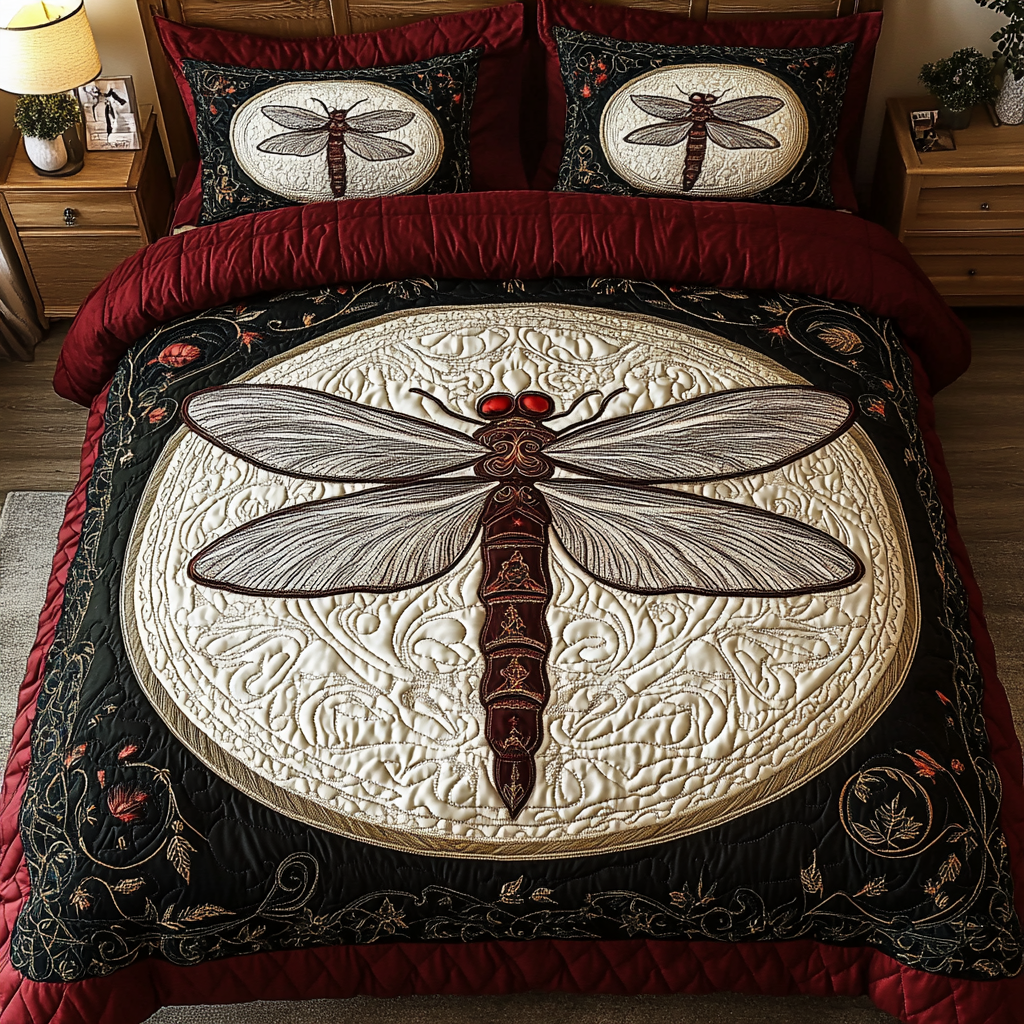 Twilight Flutter 3-Piece Quilted Bedding Set - Single (59" x 70")