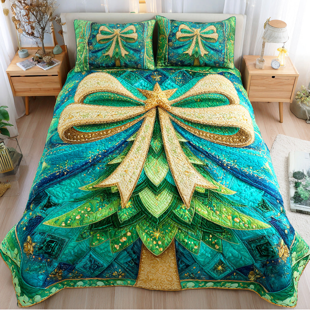 Twinkling Pine Glow 3-Piece Quilted Bedding Set - Single (59" x 70")