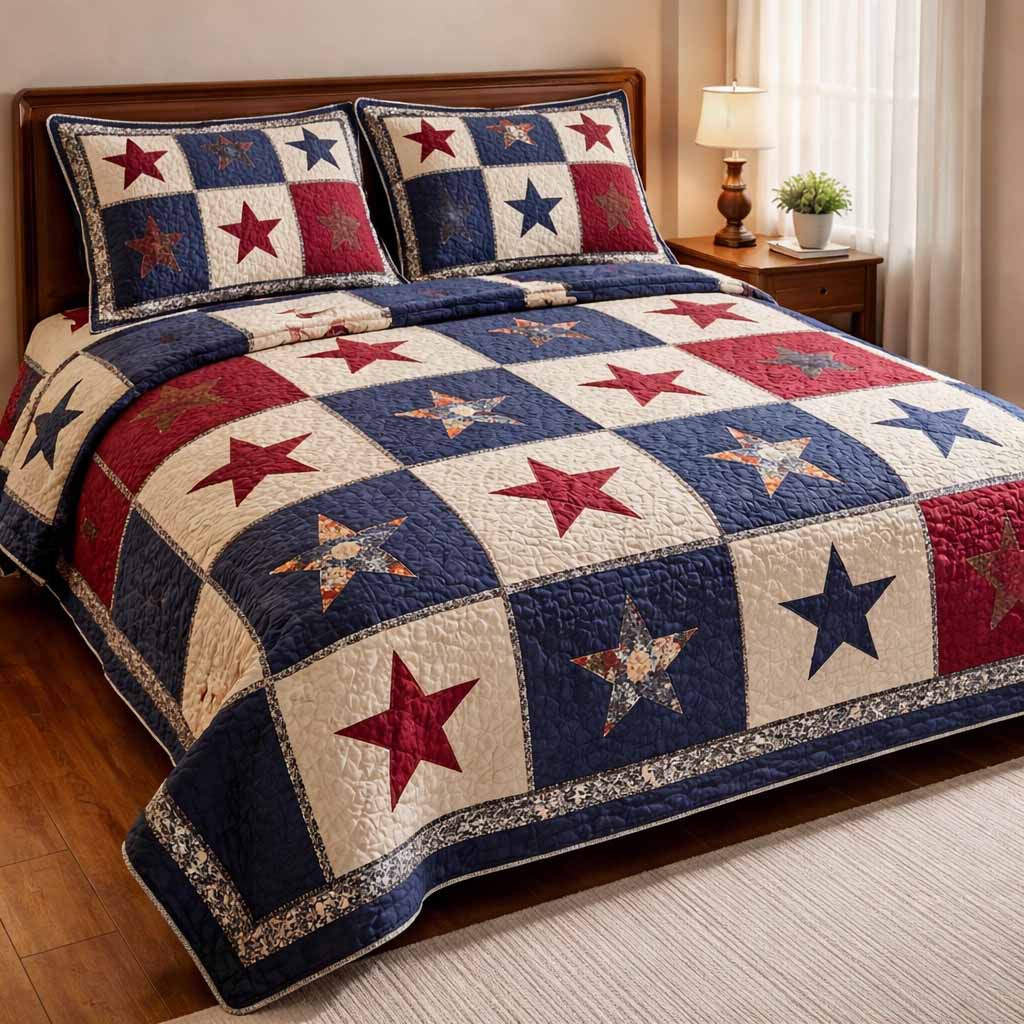 Union Check 3-Piece Quilted Bedding Set - Single (59" x 70")