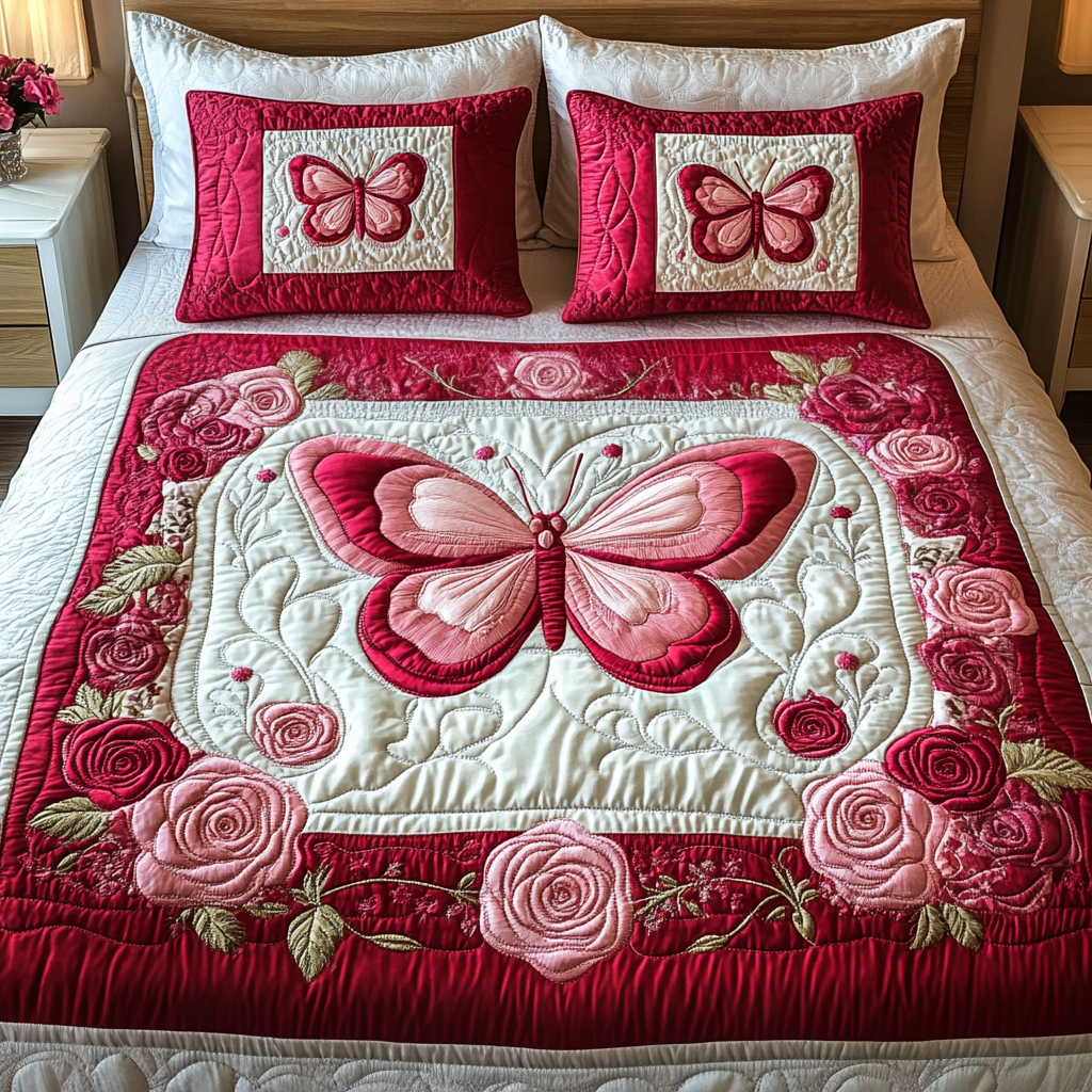 Velvet Wings 3-Piece Quilted Bedding Set - Single (59" x 70")