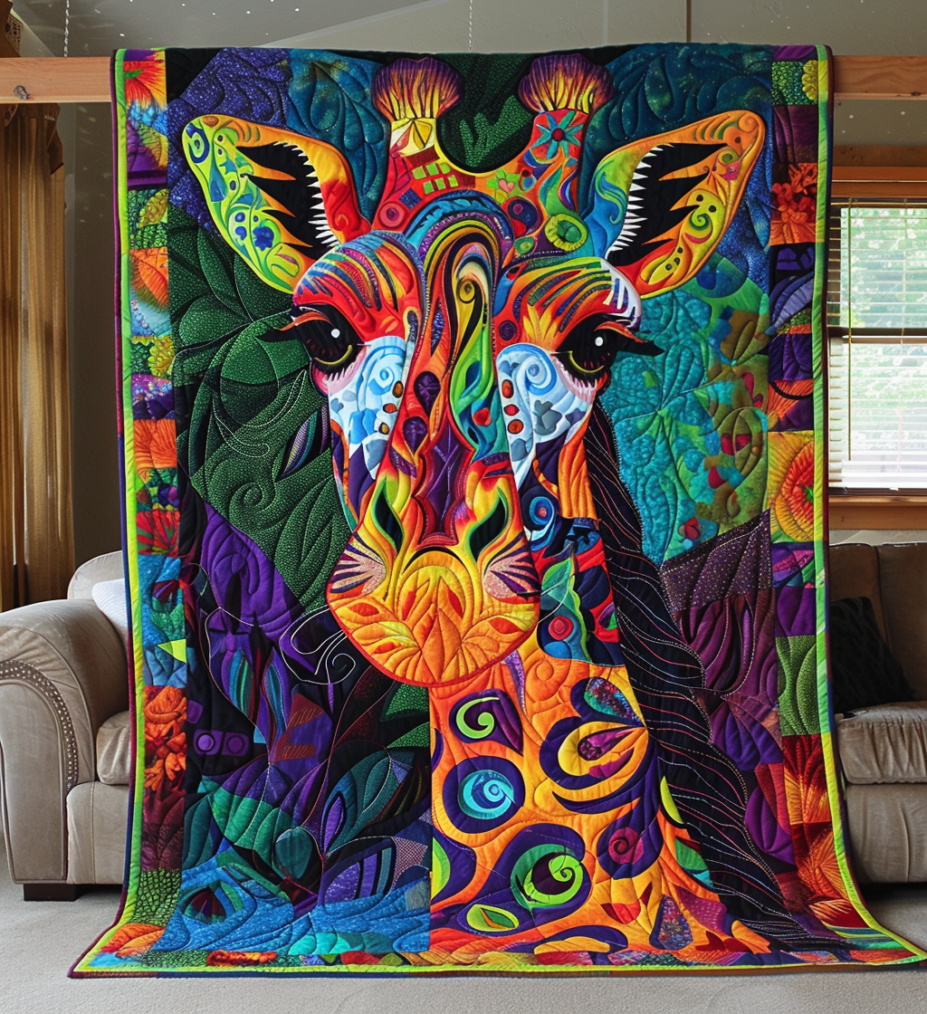 Vibrant Giraffe Magic Quilted Blanket - Throw (55" x 60")