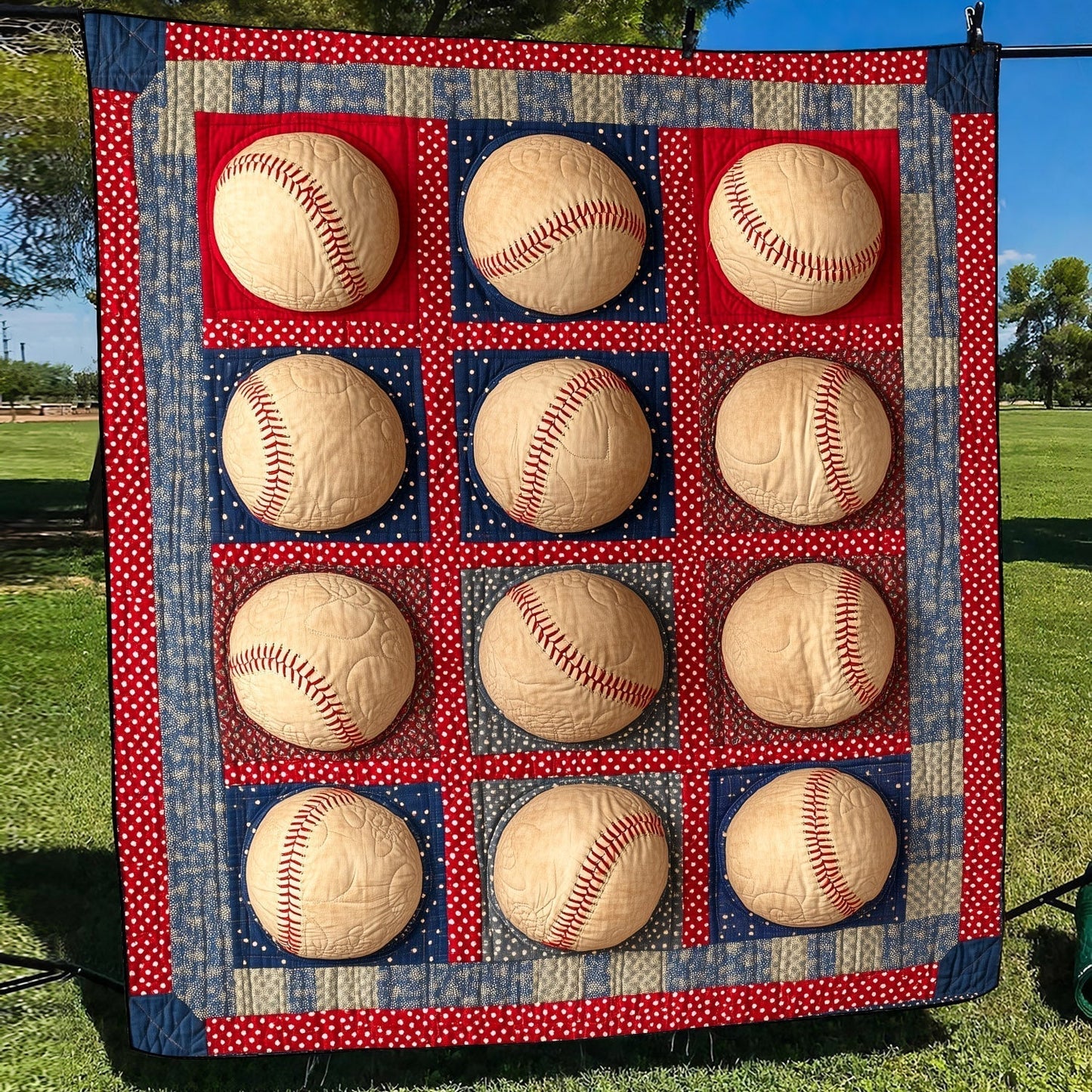 Vintage Baseball Quilted Blanket - Throw (55" x 60")