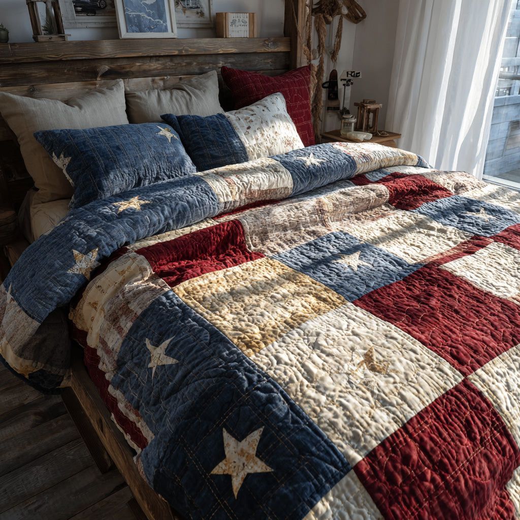 Vintage Star Glory 3-Piece Quilted Bedding Set - Single (59" x 70")