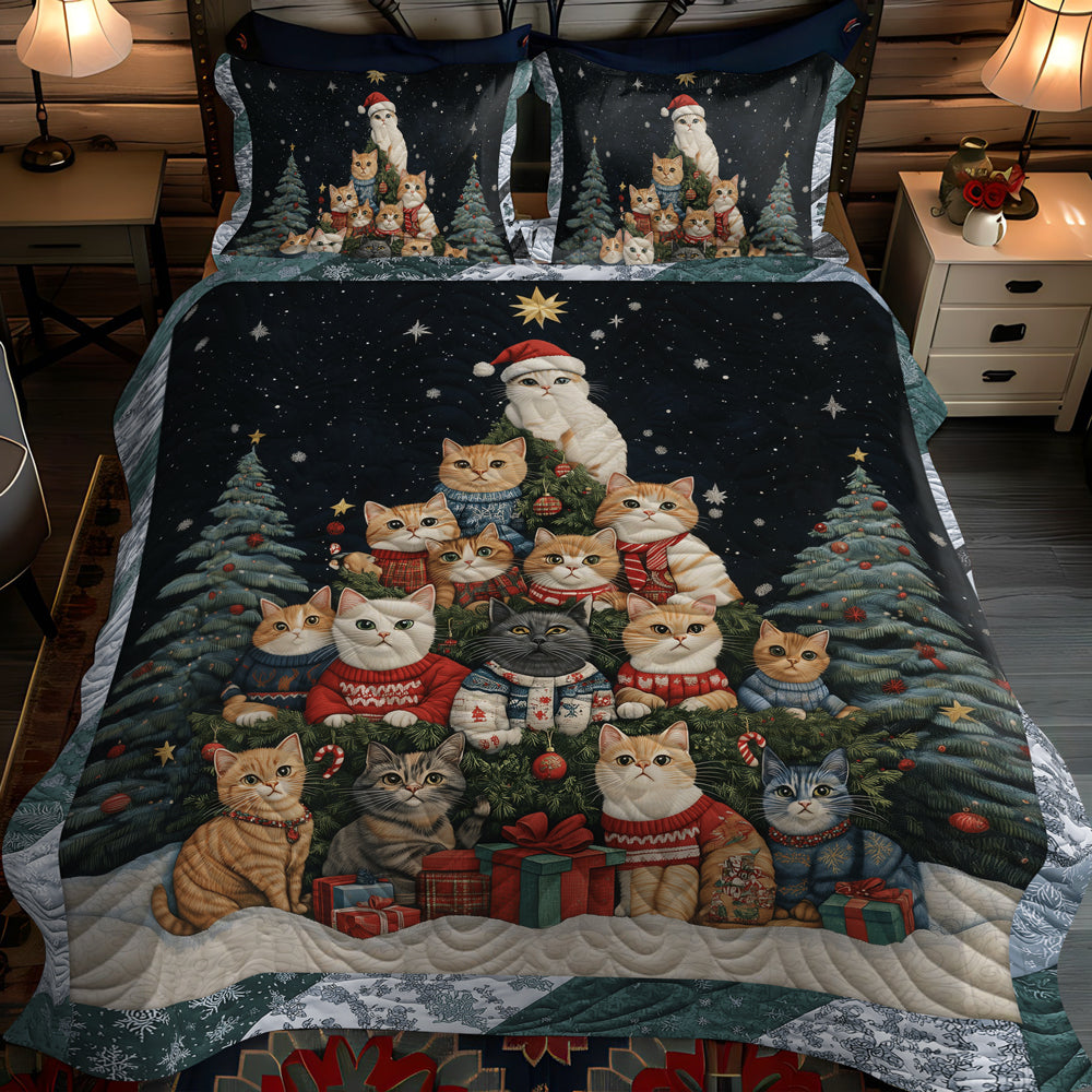 Warm Whiskers 3-Piece Quilted Bedding Set - Single (59" x 70")