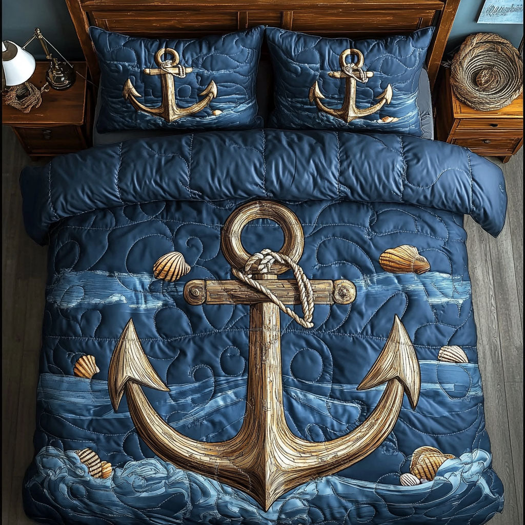 Weathered Anchor 3-Piece Quilted Bedding Set - Single (59" x 70")