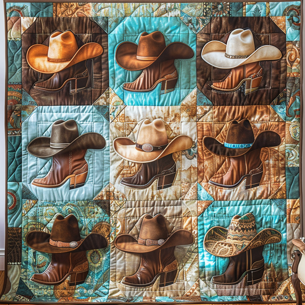 Western Whimsy Quilted Blanket - Throw (55" x 60")