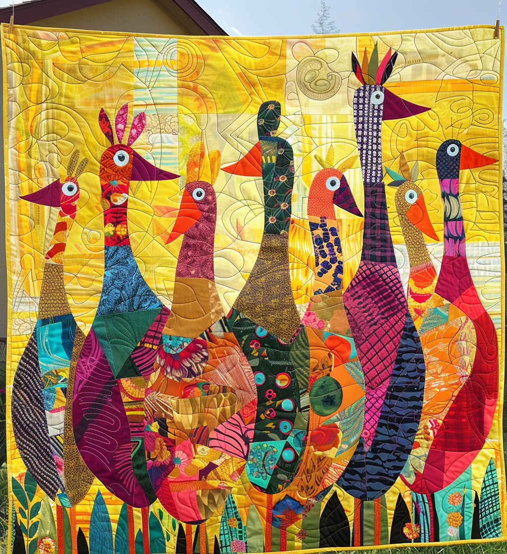 Whimsical Duck Quilted Blanket - Throw (55" x 60")
