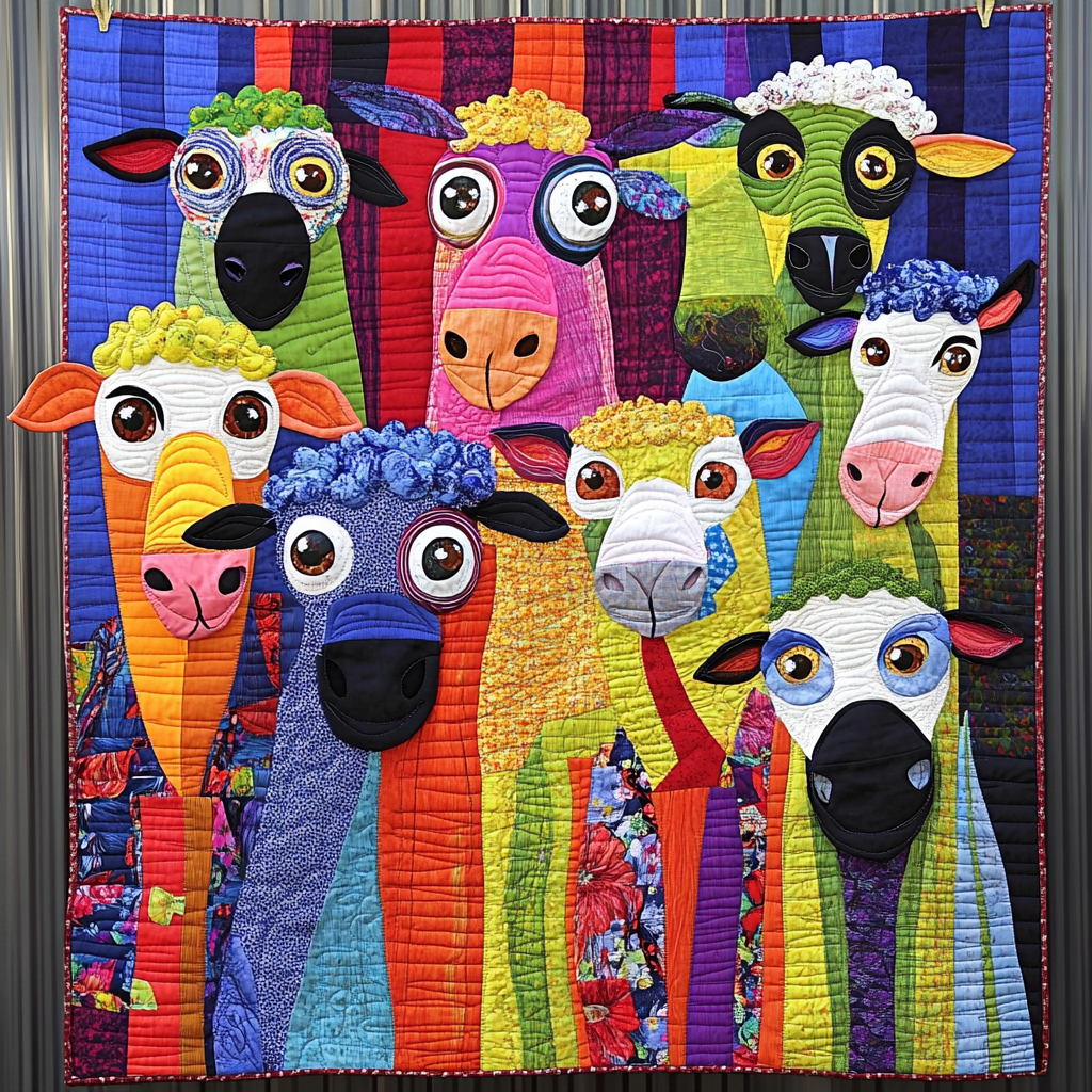 Whimsical Sheep Quilted Blanket - Throw (55" x 60")