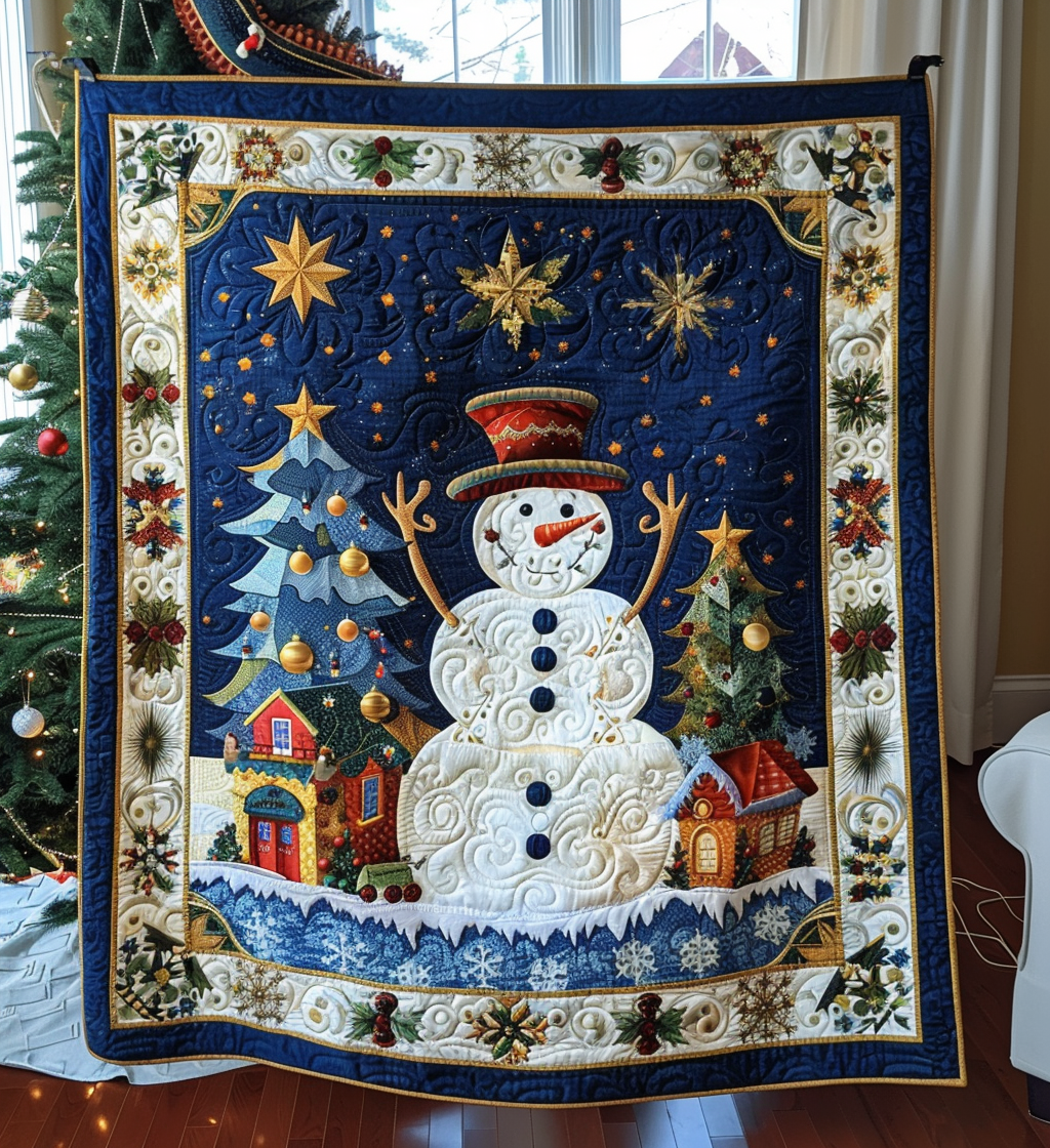Whimsical Winter Quilted Blanket - Throw (55" x 60")