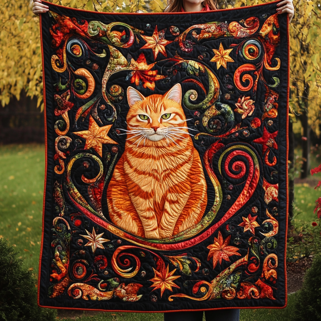 Whimsical Fantasy Cat Quilted Blanket - Throw (55" x 60")