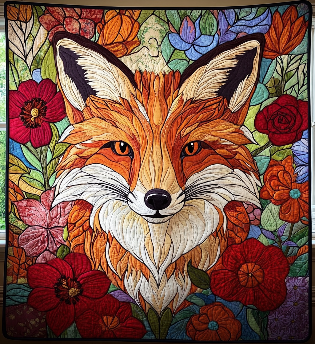 Whimsical Fox Quilted Blanket - Throw (55" x 60")