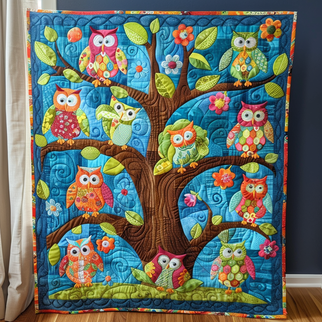 Whimsical Owls Quilted Blanket - Throw (55" x 60")