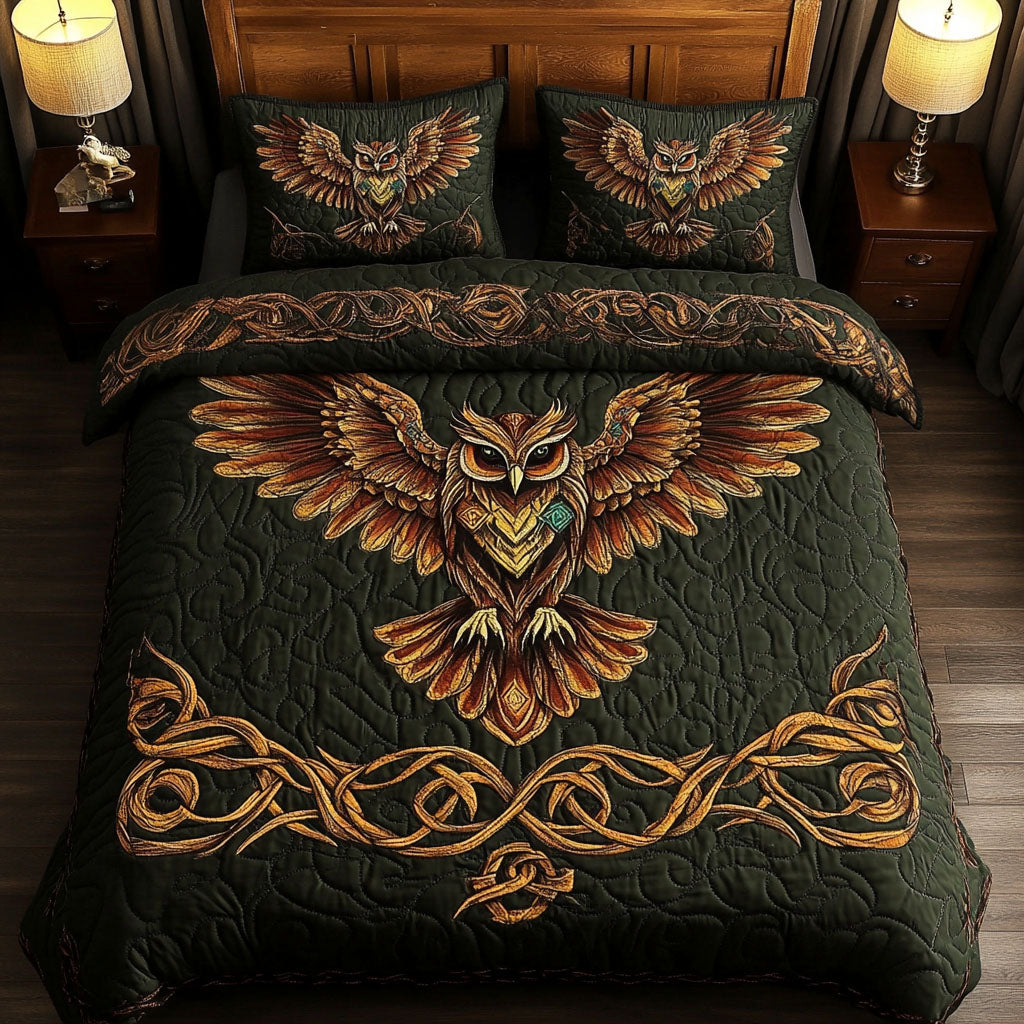 Whispering Feathers 3-Piece Quilted Bedding Set - Single (59" x 70")