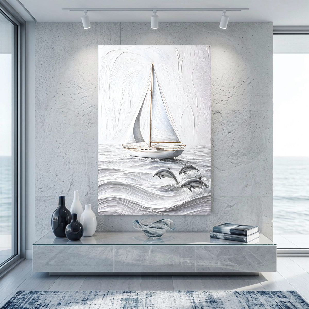 Serene White Sailboat