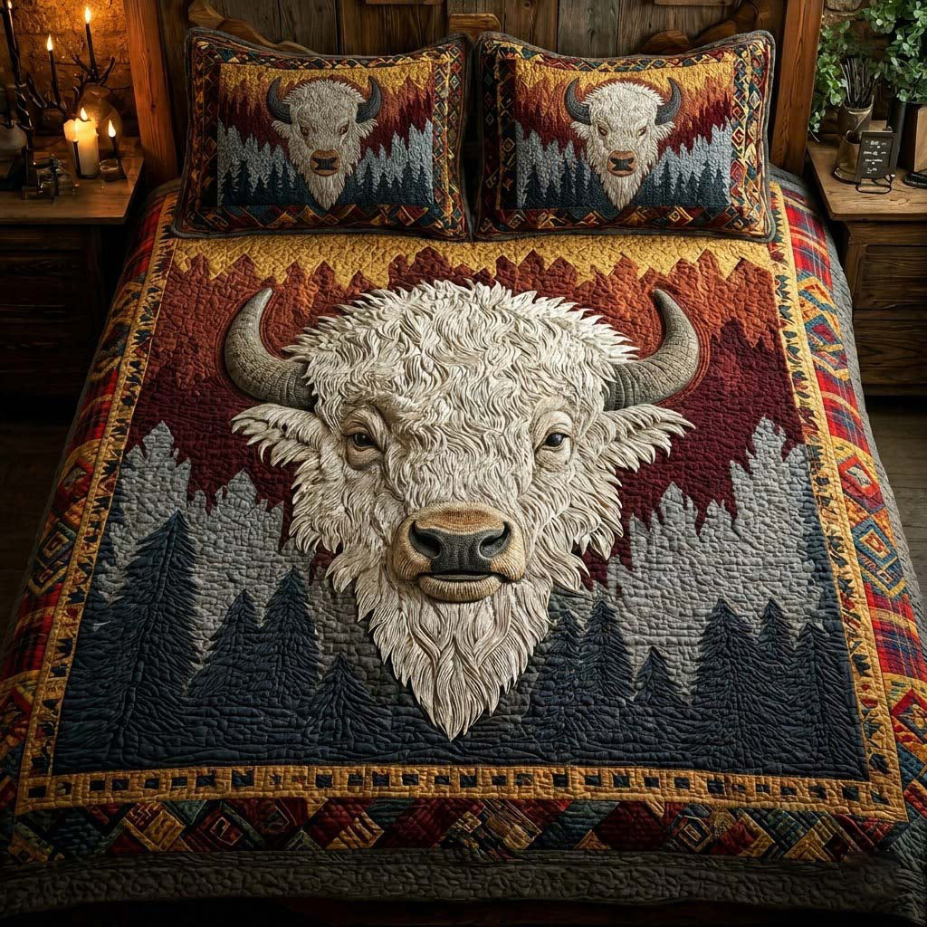 White Bison Soul 3-Piece Quilted Bedding Set - Single (59" x 70")