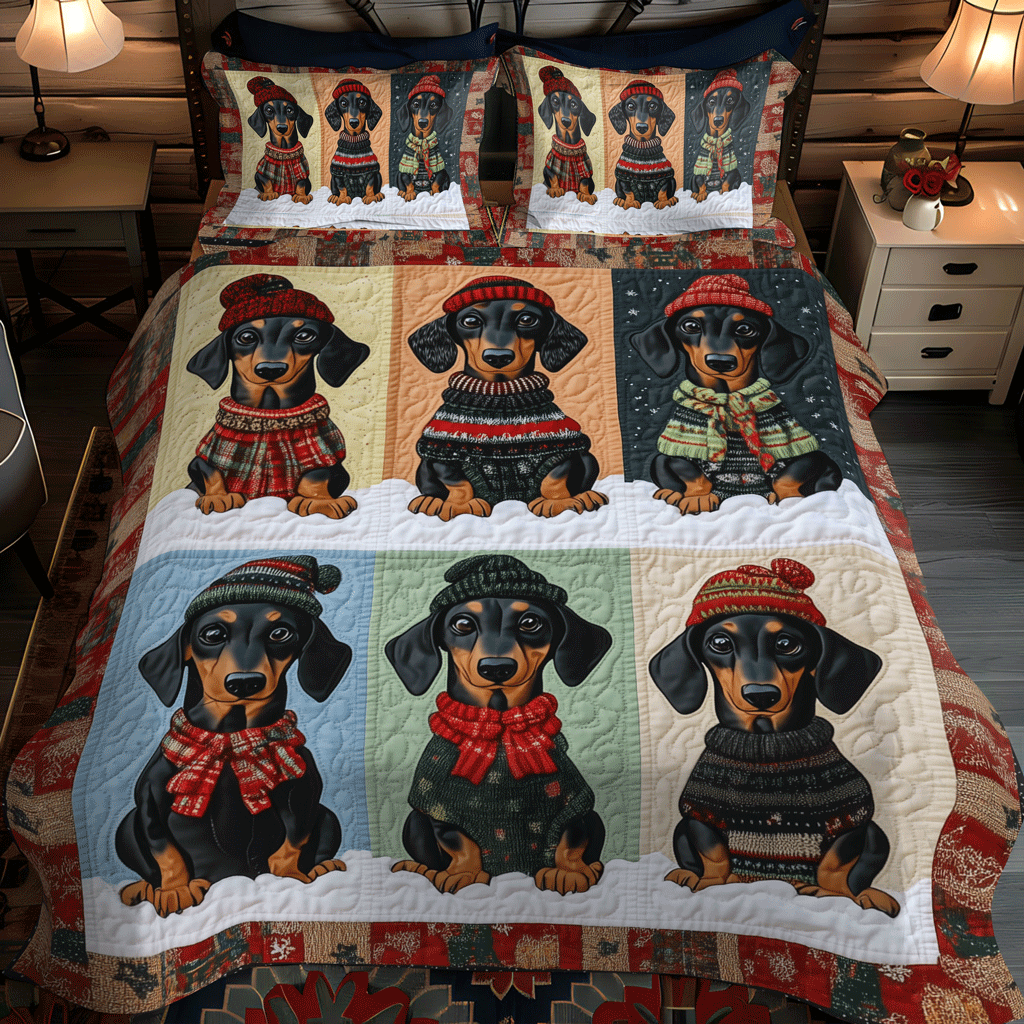 Wiener Wonderland 3-Piece Quilted Bedding Set - Single (59" x 70")